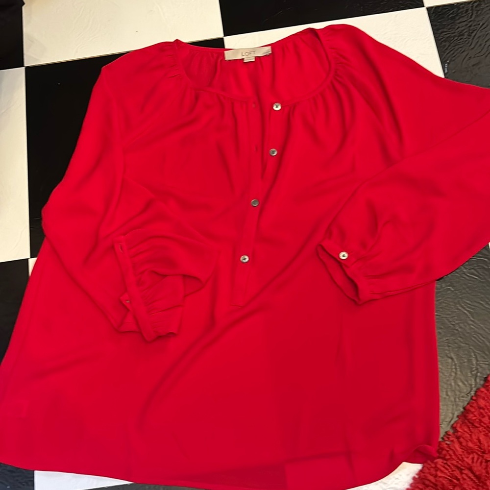 Loft LP red chiffon blouse EUC